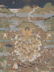 Taima-Tempel-Mandala - Amida begrüßt Chūjōhime im Westlichen Paradies