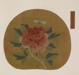 Wandteppich: eine Pfingstrose und ein Schmetterling, möglicherweise Ming-Dynastie, 1368-1644
