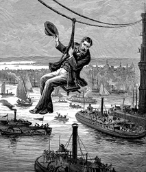 Testen der Kabel auf der Brooklyn Bridge