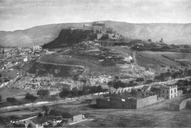 Die Akropolis, mit Blick auf den Areopagus und den Berg Hymettus, von Westen, 1913