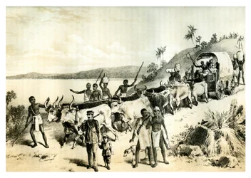 Die Ankunft am Lake Ngami, 1883