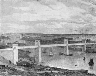 Die Britannia-Röhrenbrücke über die Menaistraße, 1850