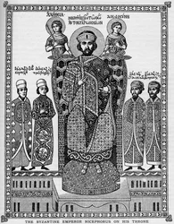 Der byzantinische Kaiser Nicephorus auf seinem Thron, 11. Jahrhundert, 1908