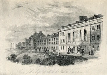 Die Kapelle und Schulen, Fulneck bei Leeds, 19. Jahrhundert