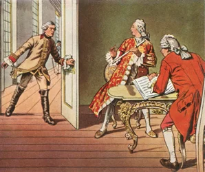 Der Kronprinz und sein Musiklehrer werden während einer Flötenstunde unterbrochen, 1729, 1936