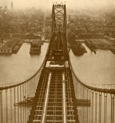 Die Hängebrücke über den Delaware River, um 1930