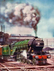 Der Flying Scotsman verlässt den Bahnhof Kings Cross, gezogen von Nr. 2563, 1935-36
