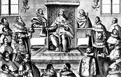 Das House of Lords zur Zeit von Charles I., 17. Jahrhundert, ca. 1902-1905