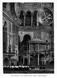 Das Innere der Moschee von Santa Sophia, Konstantinopel, Türkei, 19. Jahrhundert