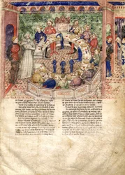 Die Ritter der Tafelrunde, Miniatur aus La Quête du Saint Graal et la Mort d