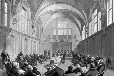 Das neue Büro des Londoner Schulvorstands am Themseufer, London, 1875
