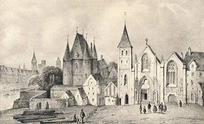 Das Maison du Lieutenant und die Kirche St. Landry im Jahr 1540, 1915