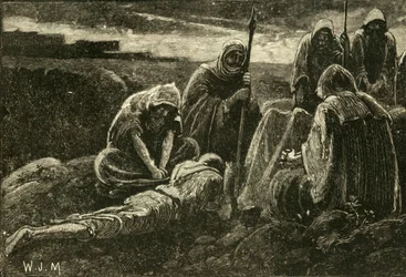 Die Männer von Jabesch trauern über das Grab von Saul und Jonathan, 1890