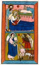 Die Geburt Christi und die Verkündigung an die Hirten, frühes 13. Jahrhundert