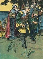 Die Pilgerväter betreten die Neue Welt, um 1907