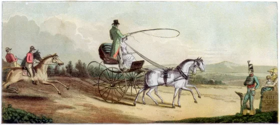 Der Prinzregent fährt Mrs. Q auf der Straße nach Brighton, spätes 18. oder frühes 19. Jahrhundert