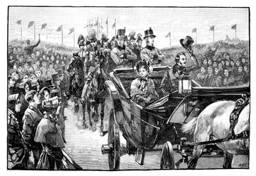 Die Ankunft der Königin im Peel Park bei Manchester, 1851, 1888