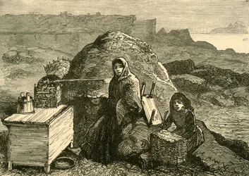 Der Zustand Irlands: Eine vertriebene Familie in der Nähe von Errismore, ca. 1880