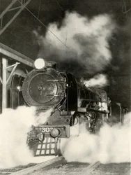 Der Sydney Limited verlässt den Spencer Street Bahnhof, Melbourne, um 18 Uhr, 1935-36