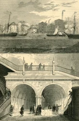 Der Themse-Tunnel, wie er bei der ursprünglichen Eröffnung für den Verkehr aussah, um 1872