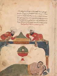 Die Diebe auf dem Dach wecken den Kaufmann, Folio aus einem Kalila wa Dimna