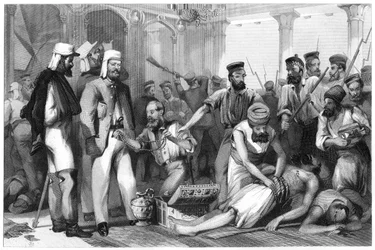 Der Korrespondent der Times beobachtet die Plünderung des Kaiser Bagh, 1858, ca. 1860