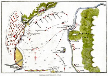 Die Bombardierung des Hafens von Kagoshima durch die Royal Navy, Japan, 1863