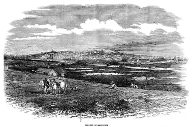 Die Stadt Melbourne, Australien, 1855