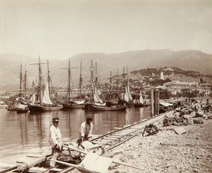 Der Bau eines Piers in Jalta, Krim, spätes 19. Jahrhundert
