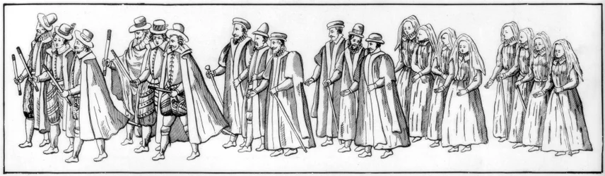 Die treuen Untertanen, die die Prozession bei Elizabeths Beerdigung führten, 1603