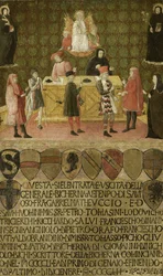Das Büro des Steuereintreibers Biccherna von Siena, 1451-1452