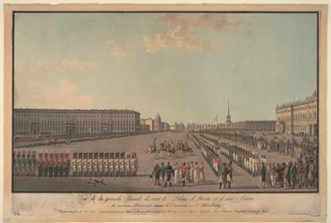 Die Parade vor dem Winterpalast in St. Petersburg, 1799