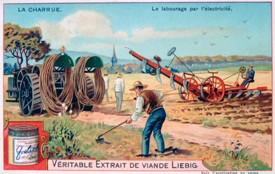 Der Pflug, Pflügen mit Elektrizität, um 1900