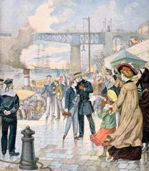 Die Rückkehr des Schiffes Borda und Einschiffung des Schiffes Fistots, Brest, Frankreich, 1902