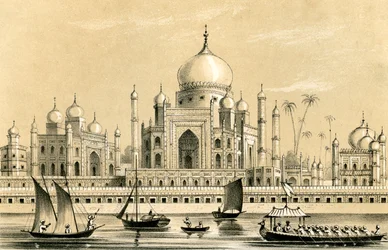 Das Grab des Lieblingssultans von Akbar Khan in Agra, 1847