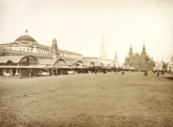 Die Handelsreihen auf dem Roten Platz, Moskau, Russland, 1888