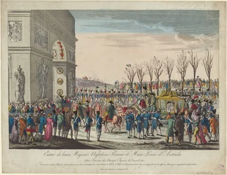 Die Hochzeitsprozession von Napoleon und Marie-Louise entlang der Champs Elysées am 2. April 1810