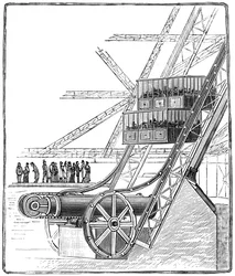Der Brunnen des Roux Combaluzier Aufzugs, Eiffelturm, Paris
