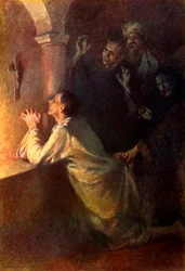 Der junge Mann bemühte sich ernsthaft im Gebet, 1917