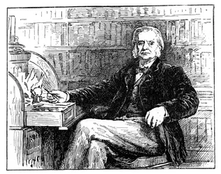Thomas Henry Huxley, britischer Biologe, an seinem Schreibtisch, ca. 1880