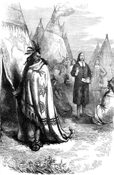 Thomas Mayhew und der Narragansett-Sachem, 17. Jahrhundert um 1880