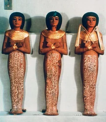 Drei Shabtis oder Dienerfiguren, Tutanchamun Grabbeigabe, 18. Dynastie
