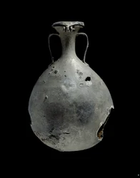 Zinn-Blei-Legierungsflasche mit Deckel, 18. Dynastie, ca. 1540 v. Chr.-ca. 1292 v. Chr.