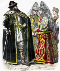 Traditionelle russische Tracht, ca. 1850
