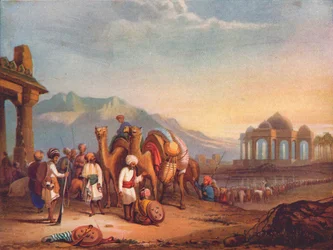 Reisende mit Eskorte in der alten Provinz Kattywar, 1908