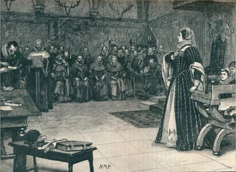 Prozess von Maria Stuart in Schloss Fotheringhay, 1586 (1905)