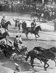 Zar Nikolaus II. mit dem französischen Präsidenten Poincare zu Besuch, St. Petersburg, Russland, 21. Juli 1914