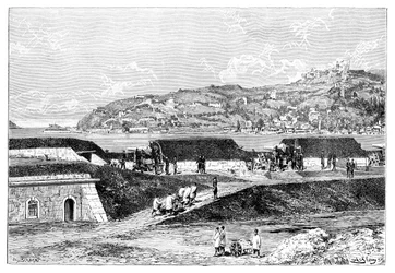 Türkische Batterien und die Einfahrt zum Bosporus am Schwarzen Meer, Türkei, 1895