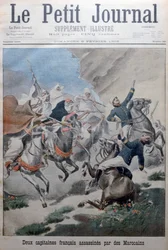 Zwei französische Armeekapitäne von Marokkanern angegriffen und getötet, Marokko, 1902