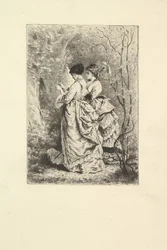 Zwei junge Damen in einem Garten, 1873-74